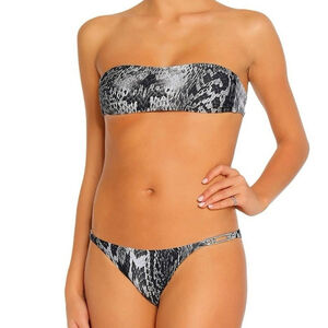 Melissa Odabash Snakeskin Python Print Strapless Matching Bikini Set